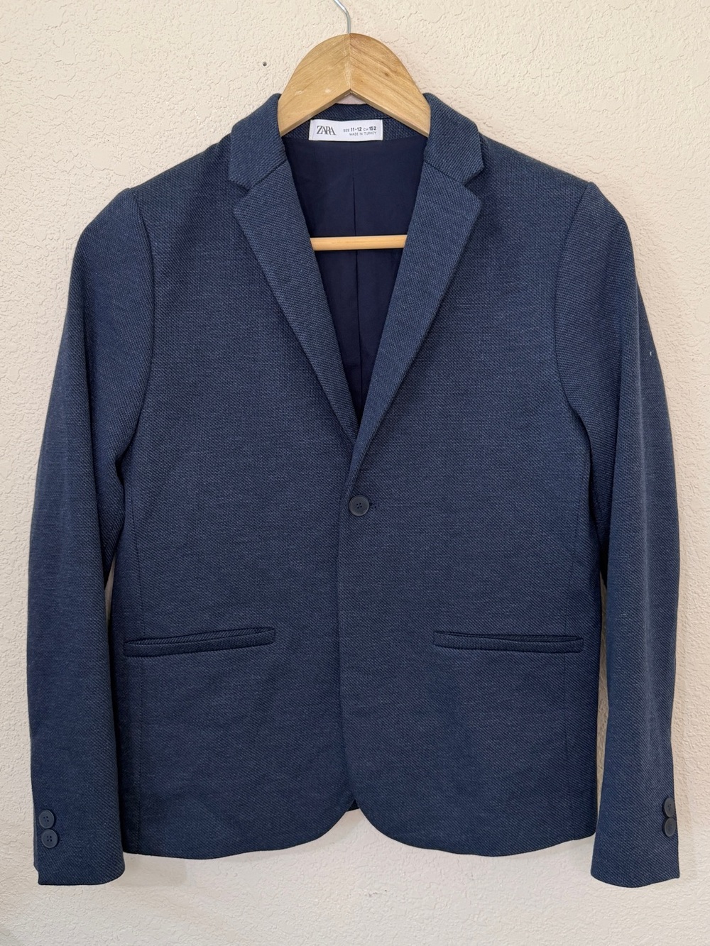 Zara Navy Blue Suit Sport Coat Blazer Jacket Boys Size 11-12